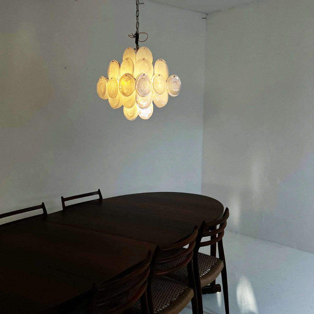 Murano-Style Chandelier 36 White Disks