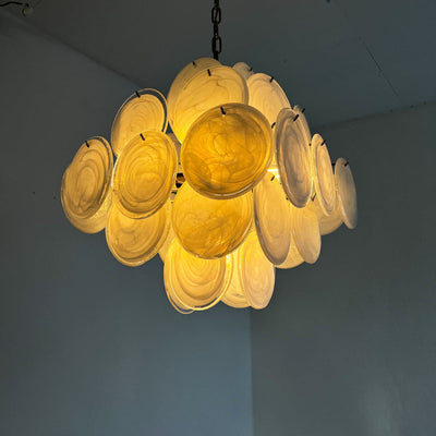 Murano-Style Chandelier 36 White Disks