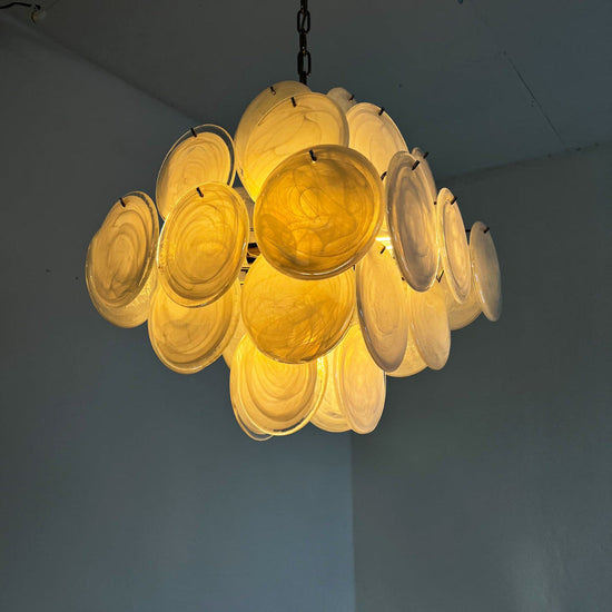 Murano-Style Chandelier 36 White Disks