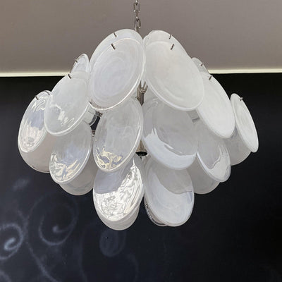 Murano-Style Chandelier 36 White Disks