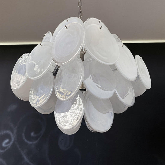 Murano-Style Chandelier 36 White Disks