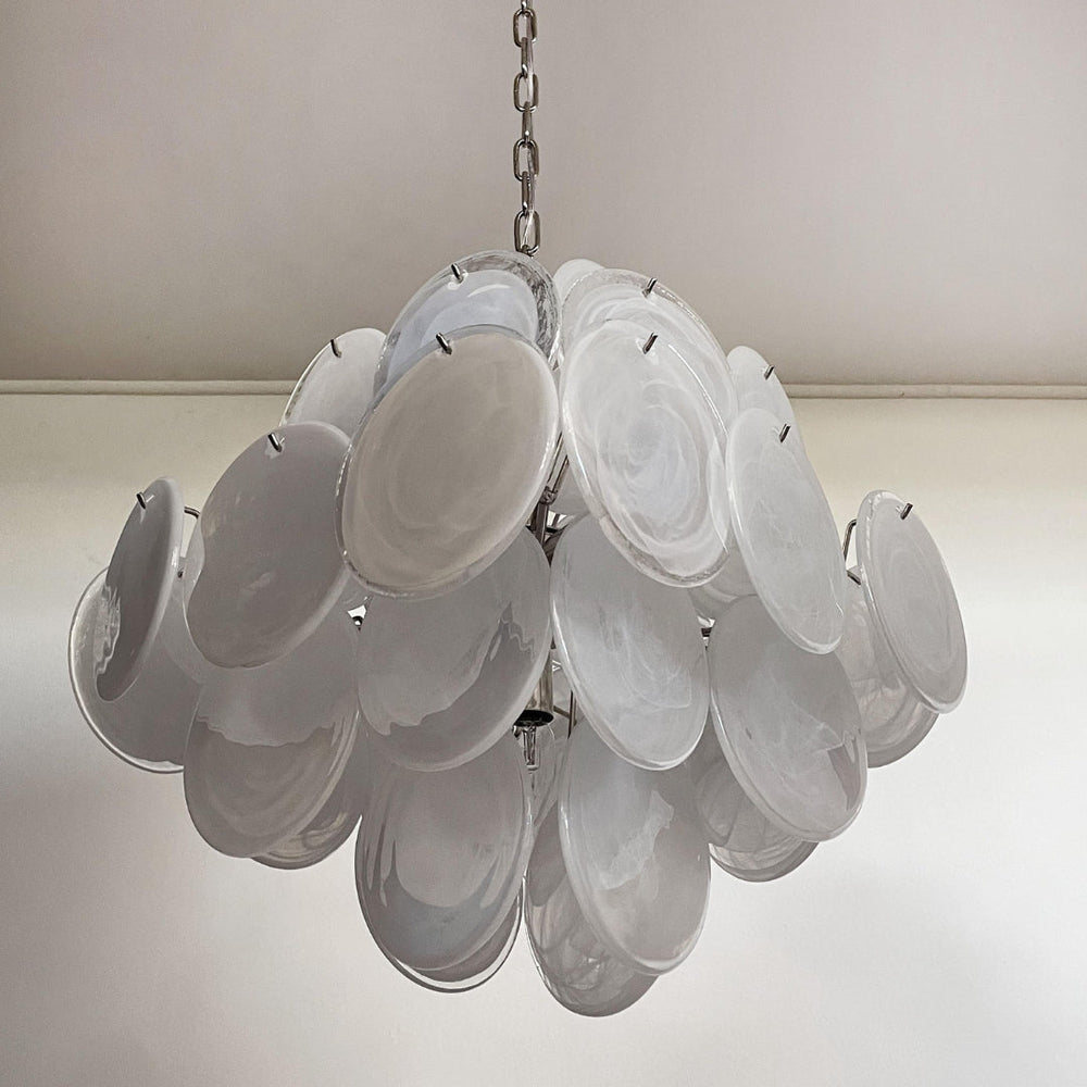 Murano-Style Chandelier 36 White Disks