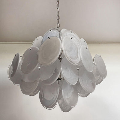 Murano-Style Chandelier 36 White Disks