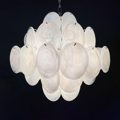 Murano-Style Chandelier 36 White Disks