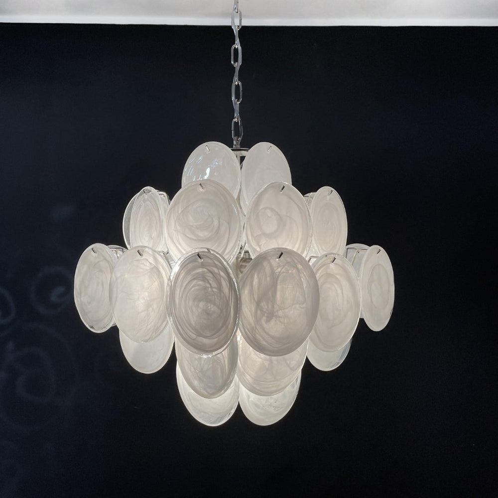 Murano-Style Chandelier 36 White Disks