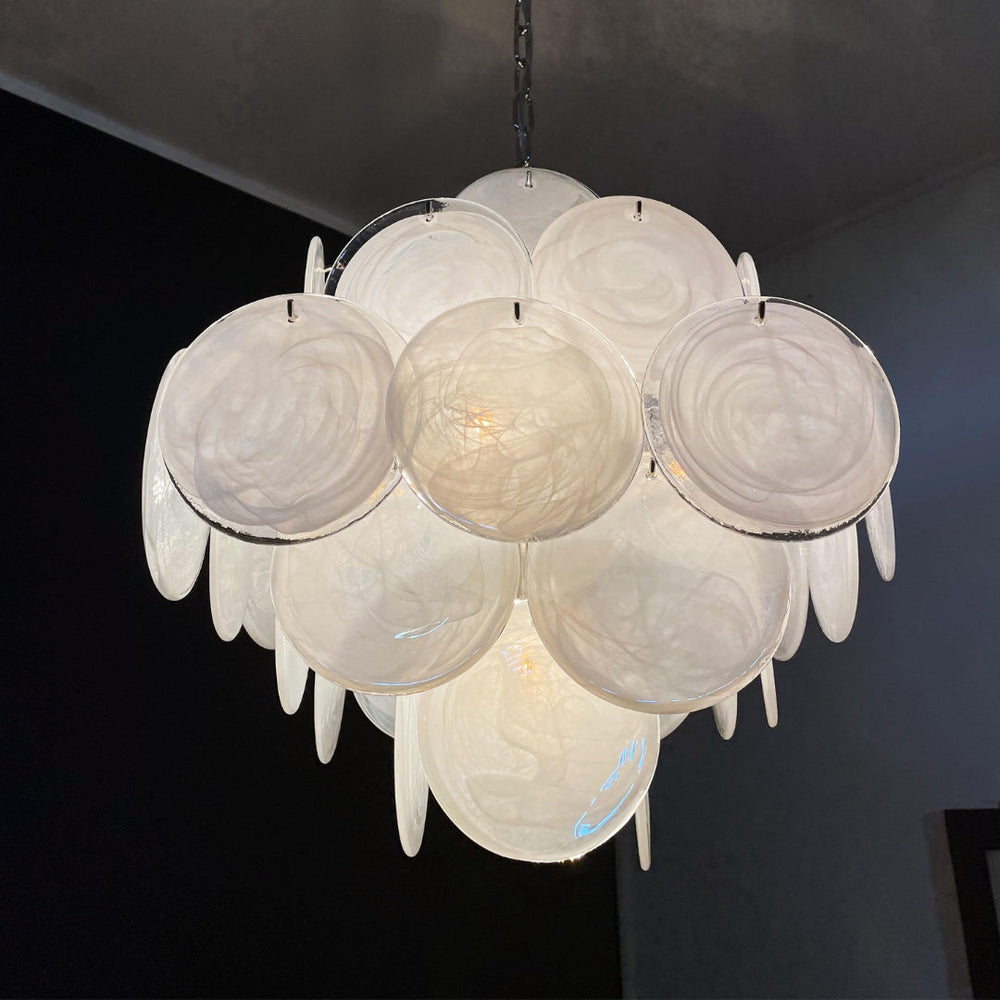Murano-Style Chandelier 36 White Disks