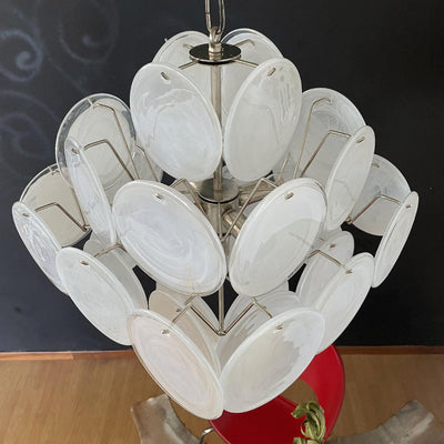 Murano-Style Chandelier 36 White Disks
