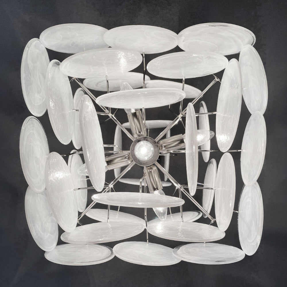 Murano-Style Chandelier 36 White Disks