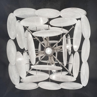 Murano-Style Chandelier 36 White Disks