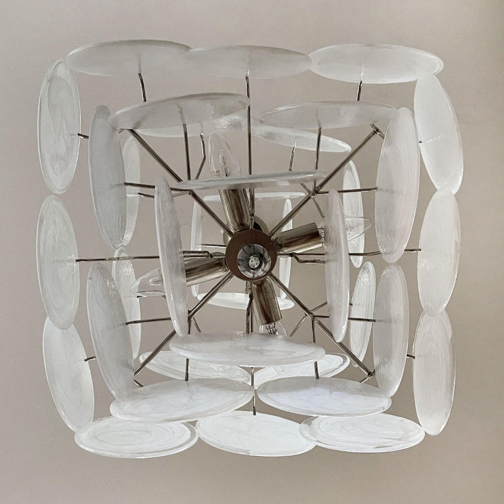 Murano-Style Chandelier 36 White Disks
