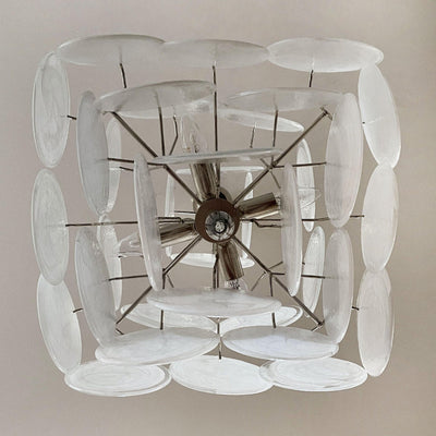 Murano-Style Chandelier 36 White Disks