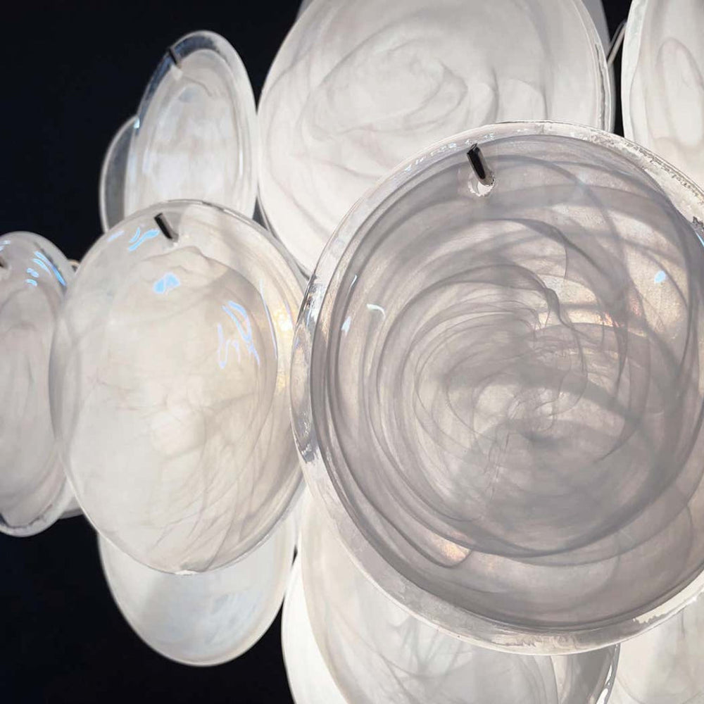 Murano-Style Chandelier 36 White Disks