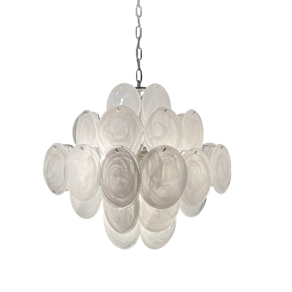 Murano-Style Chandelier 36 White Disks