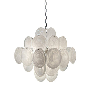 Murano-Style Chandelier 36 White Disks
