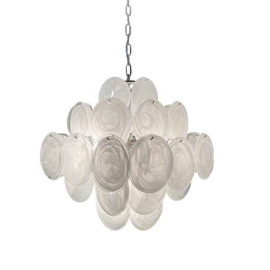 Murano-Style Chandelier 36 White Disks