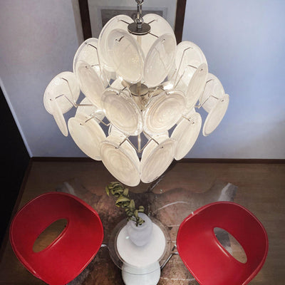 Murano-Style Chandelier 36 White Disks