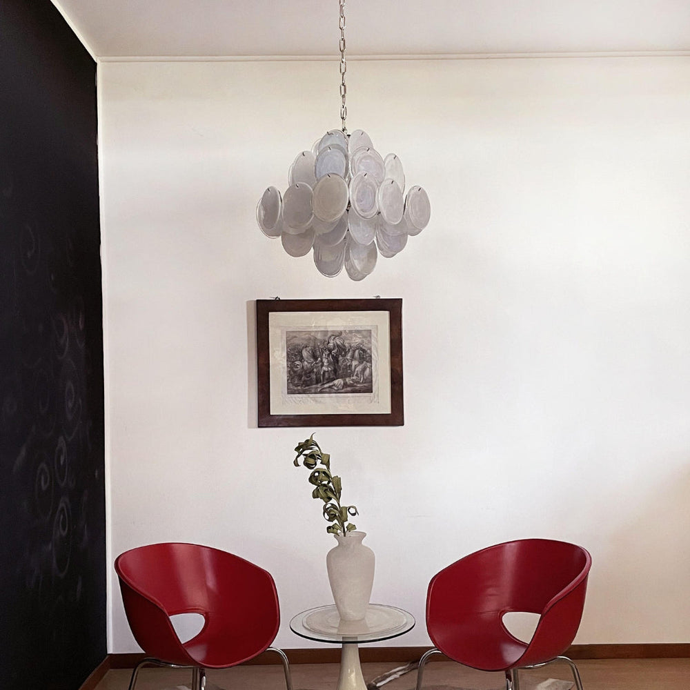 Murano-Style Chandelier 36 White Disks