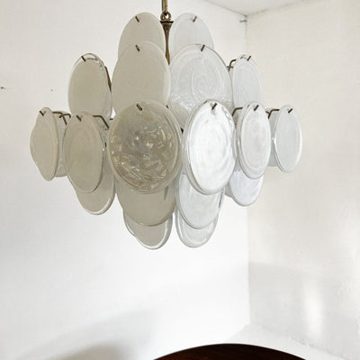 Murano-Style Chandelier 36 White Disks