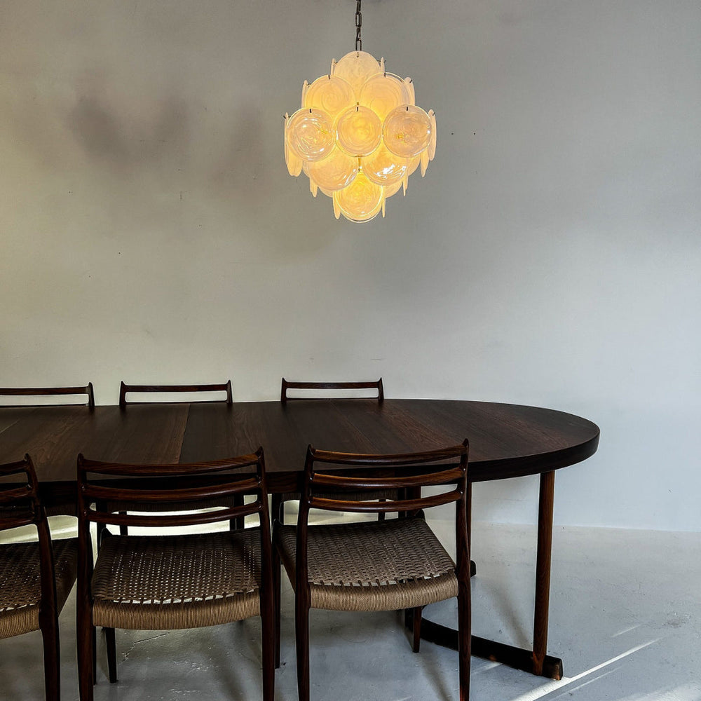 Murano-Style Chandelier 36 White Disks