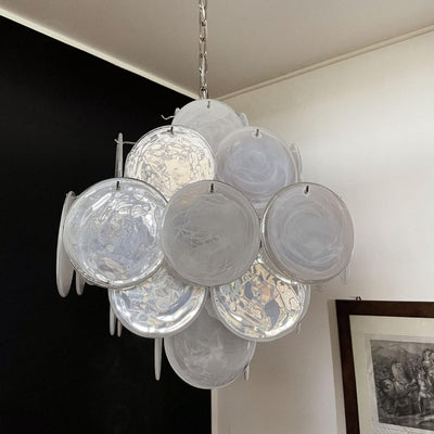 Murano-Style Chandelier 36 White Disks