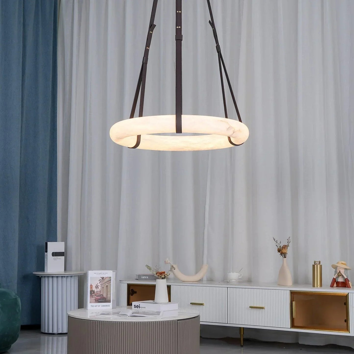 Modern Round Alabaster Chandelier for Living Room/Bedroom