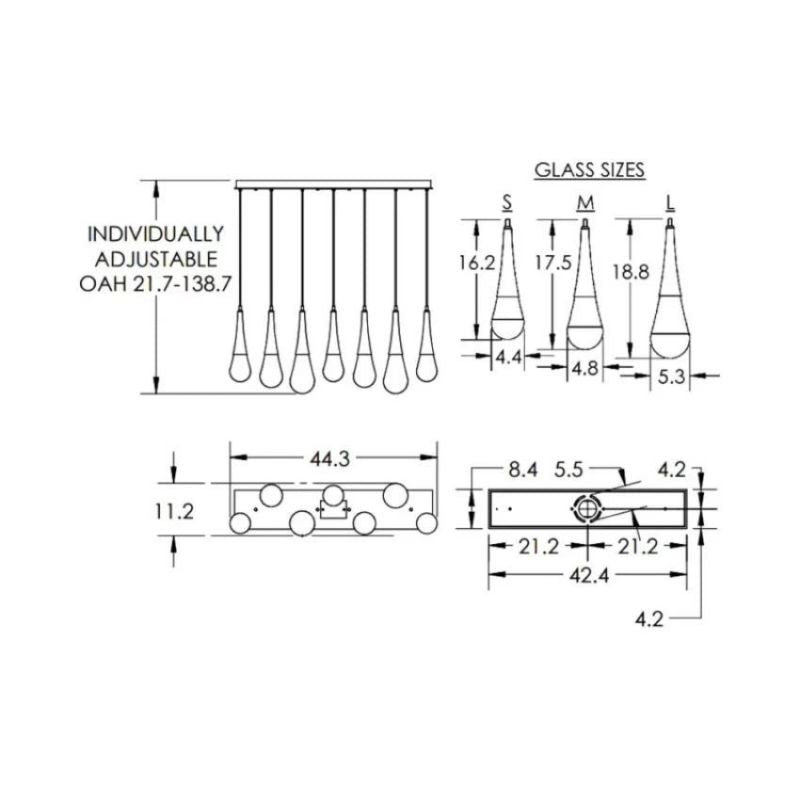 Soltaire Raindrop Glass Linear Chandelier