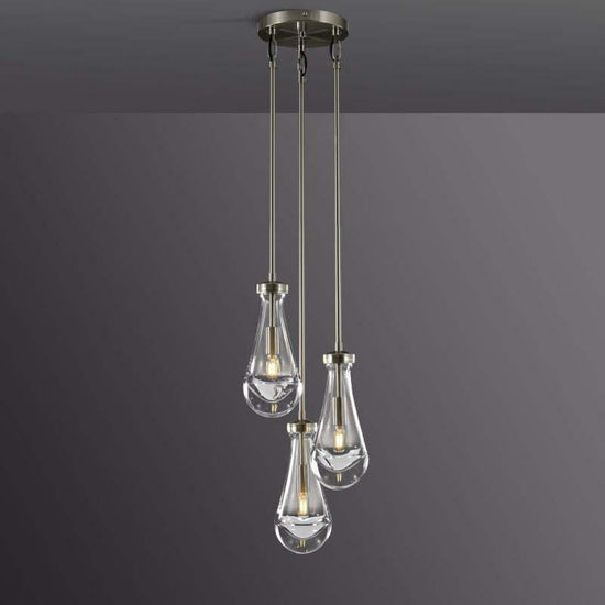 Soltaire Raindrop Round Chandelier 3-Light 8"