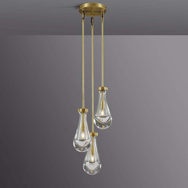 Soltaire Raindrop Round Chandelier 3-Light 8"