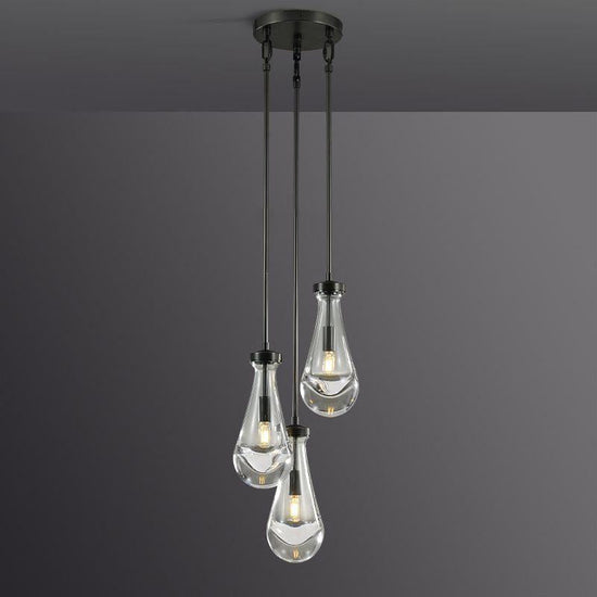 Soltaire Raindrop Round Chandelier 3-Light 8"