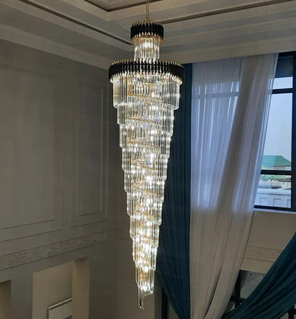 Classic Large Multi-layered Spiral Crystal Chandelier for Foyer/ Staircase