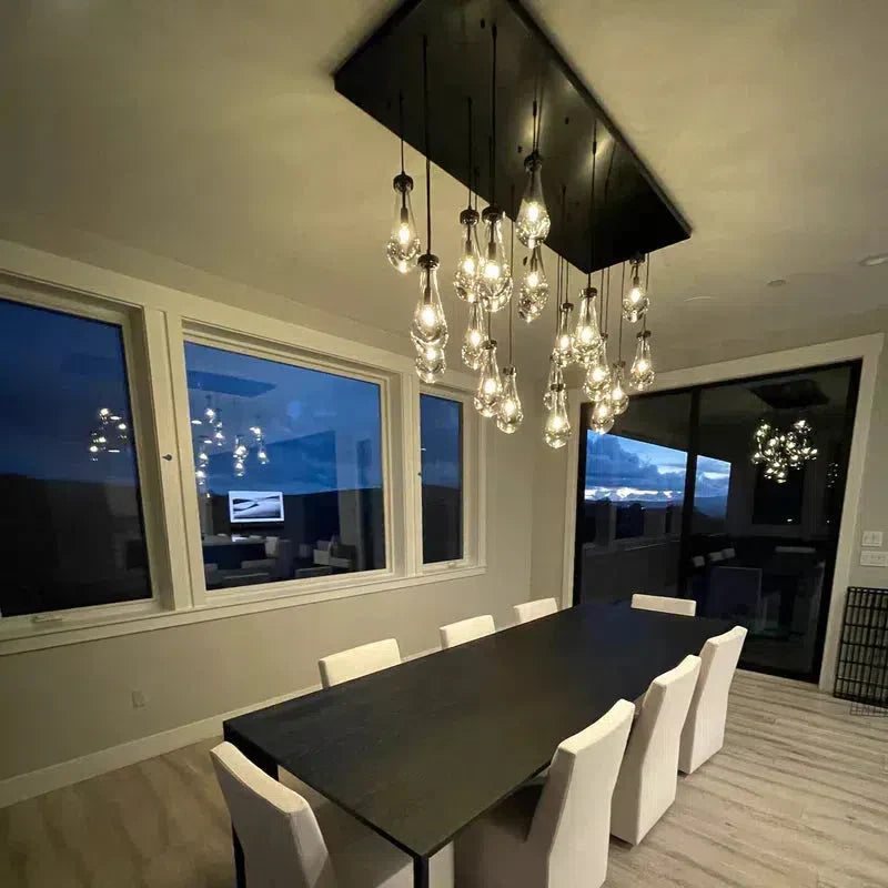 Soltaire Raindrop Glass Linear Chandelier 72"