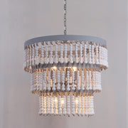 Three Tiered Wood Beaded Chandelier