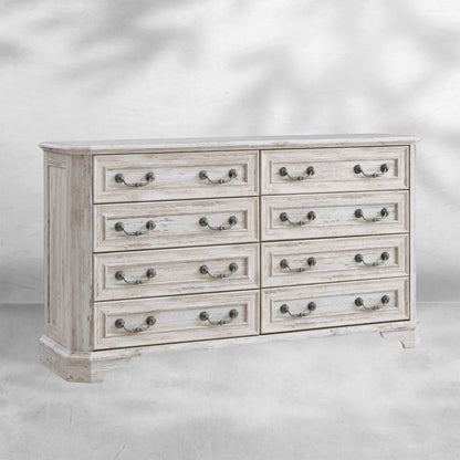 Farmhouse 7 Drawer Dresser Wide Wood Rustic Chest Organizer