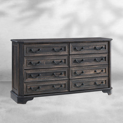 Farmhouse 7 Drawer Dresser Wide Wood Rustic Chest Organizer