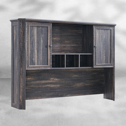 Ample Storage 59 Inch Farmhouse Wood Desk Hutch - Rustic Oak