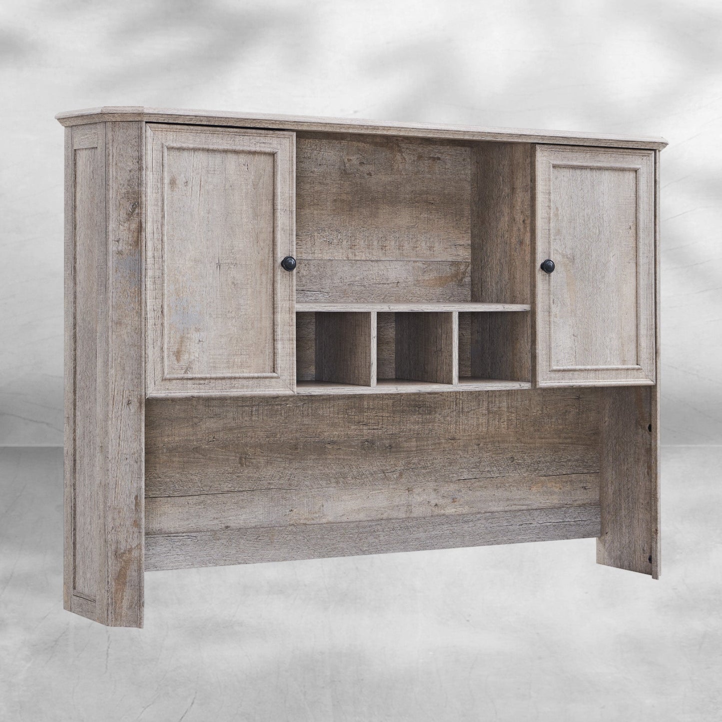Ample Storage 59 Inch Farmhouse Wood Desk Hutch - Rustic Oak