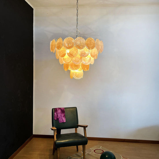 Vintage Murano-Style 27.6" Disks Chandelier
