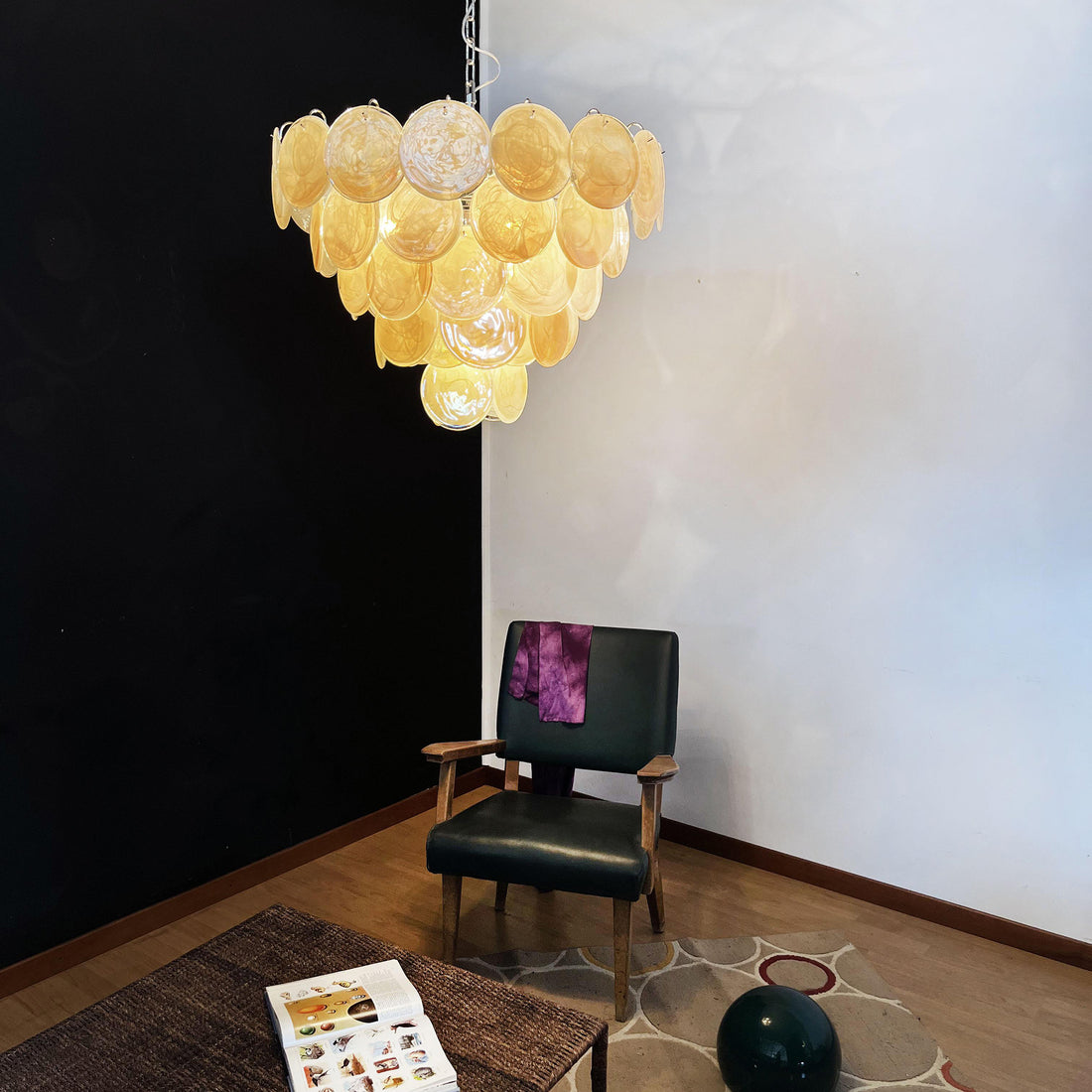 Vintage Murano-Style 27.6" Disks Chandelier