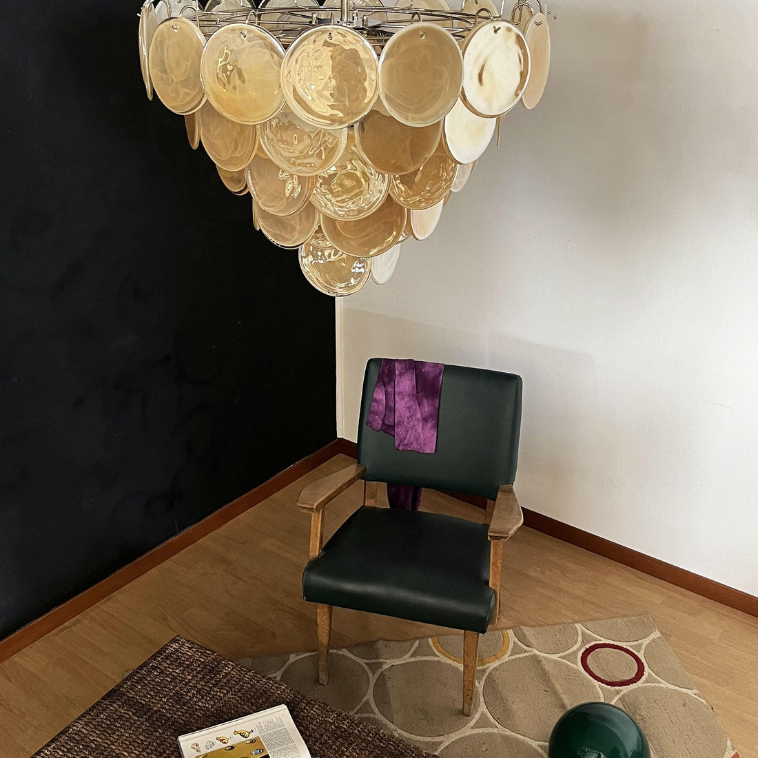 Vintage Murano-Style 27.6" Disks Chandelier