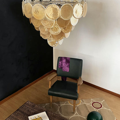 Vintage Murano 27.6" Disks Chandelier