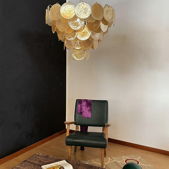 Vintage Murano-Style 27.6" Disks Chandelier