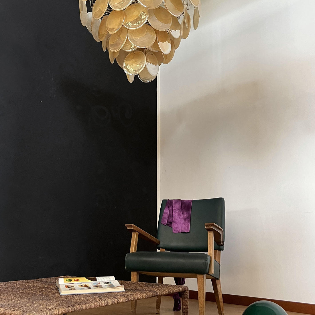 Vintage Murano-Style 27.6" Disks Chandelier