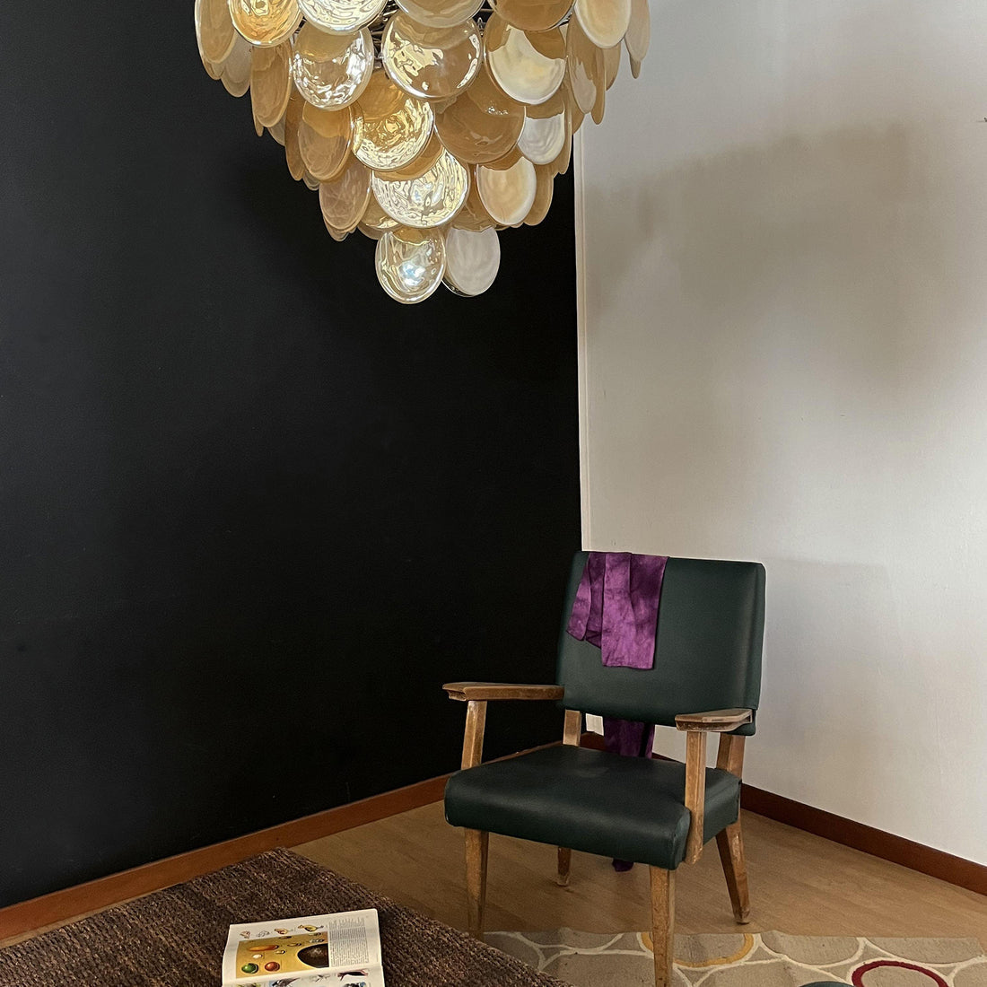 Vintage Murano-Style 27.6" Disks Chandelier