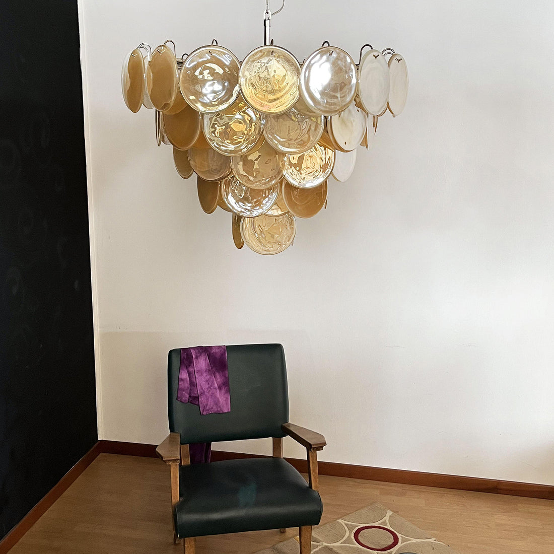 Vintage Murano-Style 27.6" Disks Chandelier