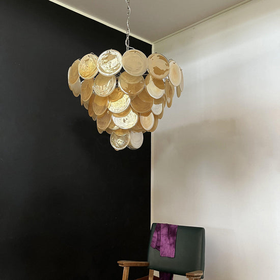 Vintage Murano-Style 27.6" Disks Chandelier