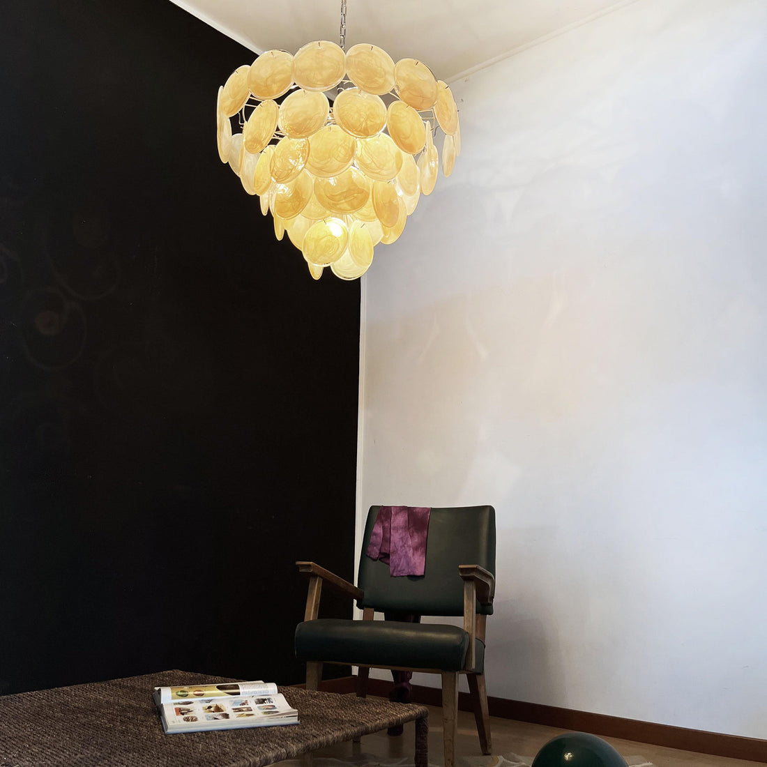 Vintage Murano-Style 27.6" Disks Chandelier