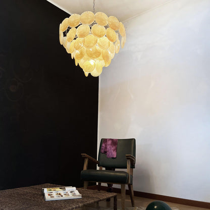 Vintage Murano 27.6" Disks Chandelier
