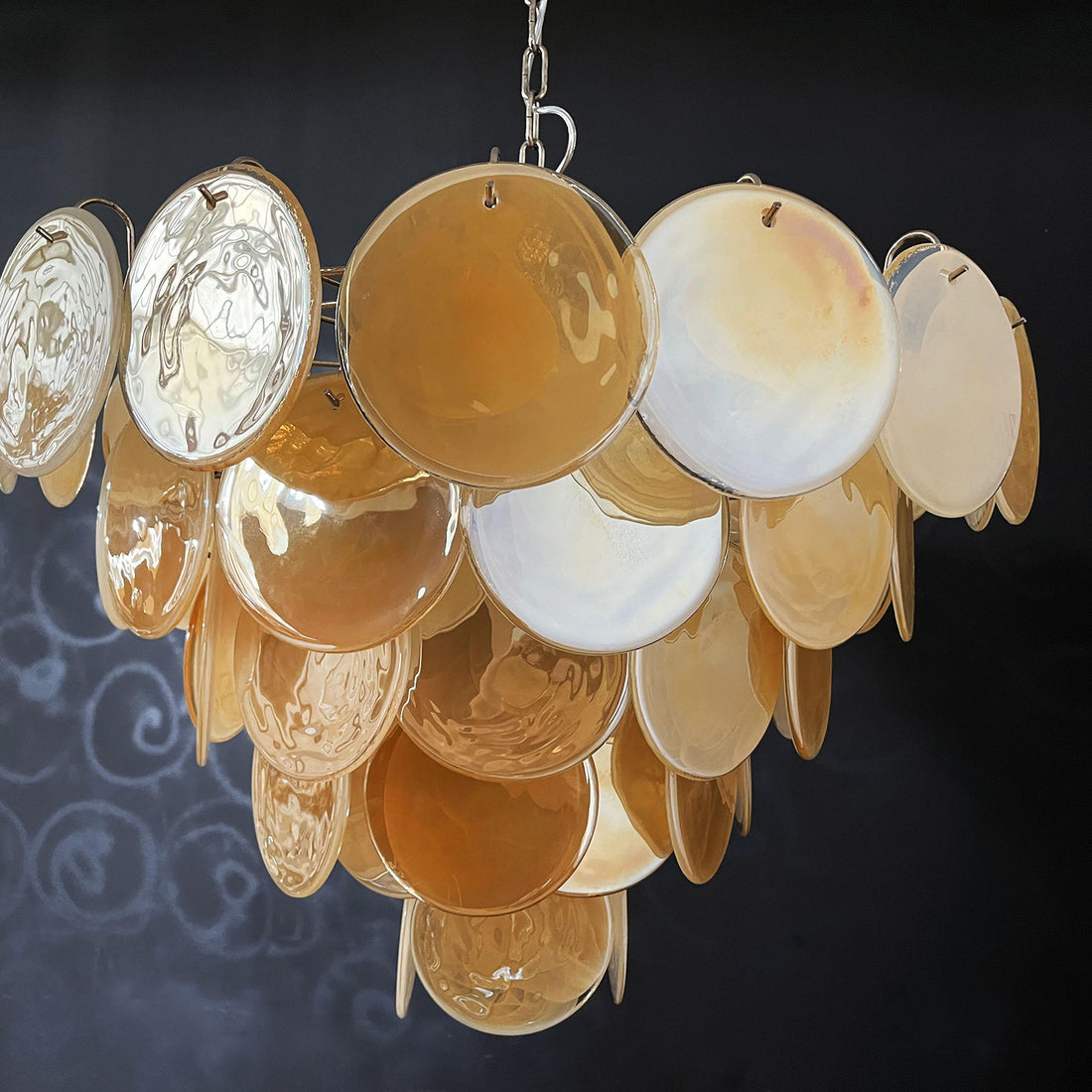 Vintage Murano-Style 27.6" Disks Chandelier