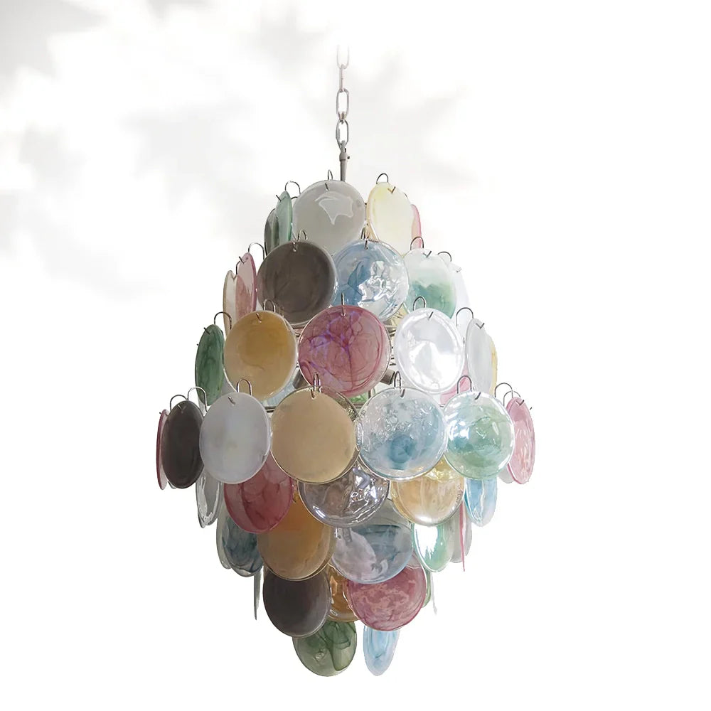 Vintage Murano-Style Disks Chandelier 29.5"