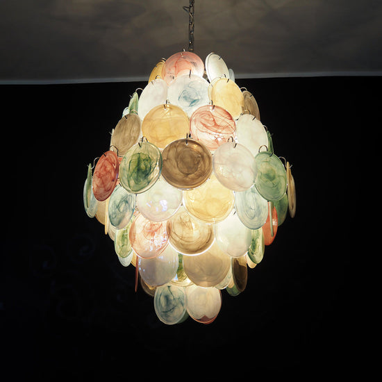 Vintage Murano-Style Disks Chandelier 29.5"